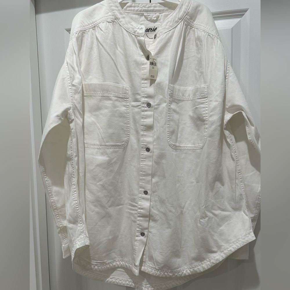 Aerie  women’s Cream Button-Up Shirt Jacket